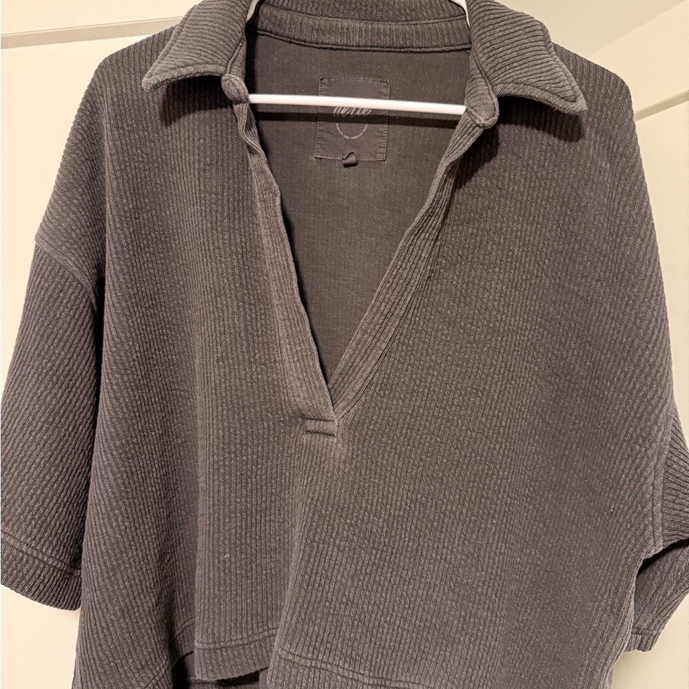 Aerie Charcoal V-Neck Sweater
